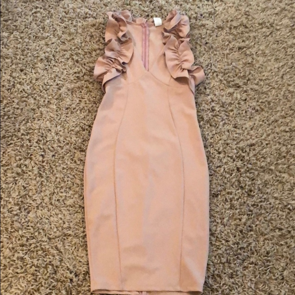 Pink frilly midi dress